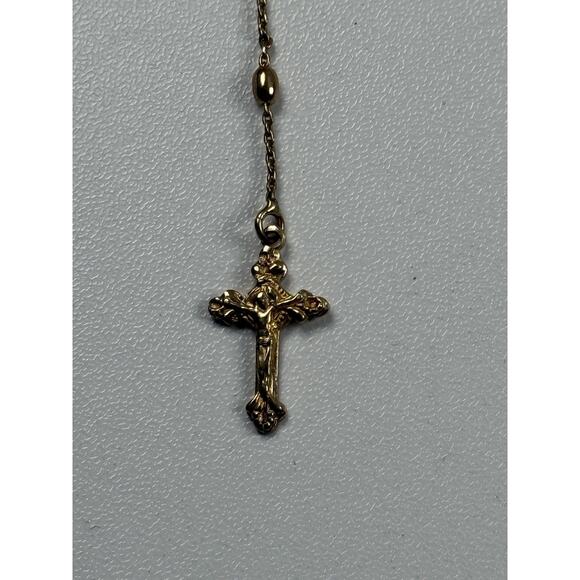 Dyadema Italy Vermeil Sterling Silver Dainty Rosary Cross Necklace 18" - Picture 7 of 12
